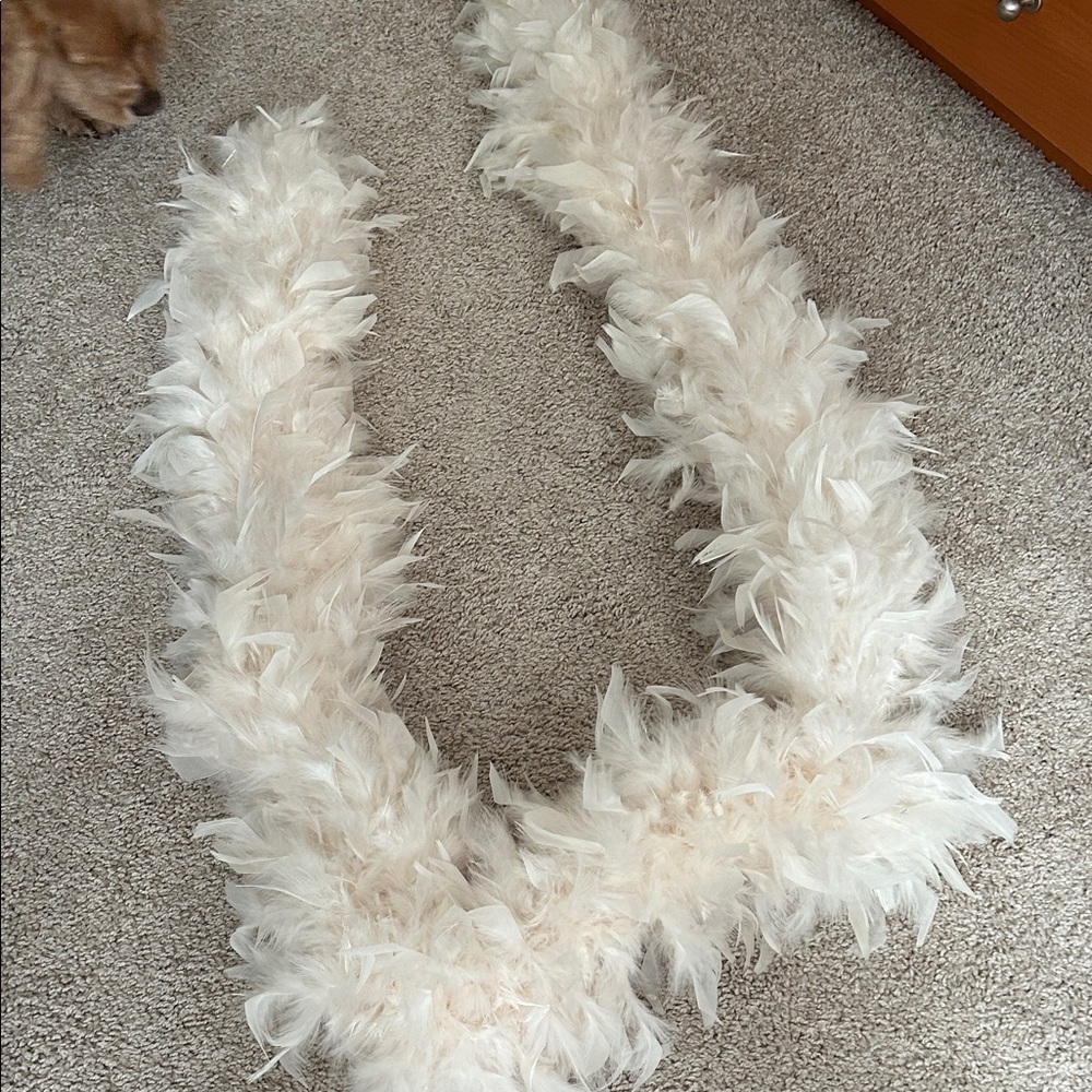Vintage Elegant Cream Feather Scarf Boa large
